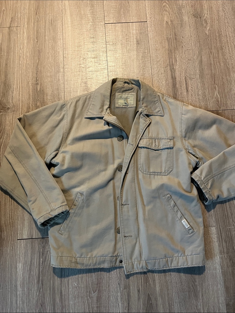 American Eagle Outfitters Vintage Tan Button-Front Jacket